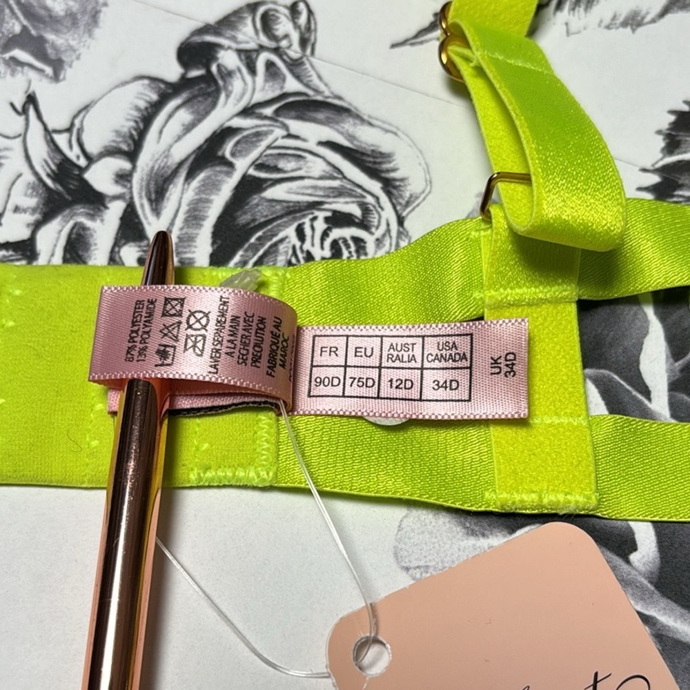 Agent Provocateur Lime Yellow Lace Underwire Axis Bra, 34D, New with tags! - Picture 9 of 11